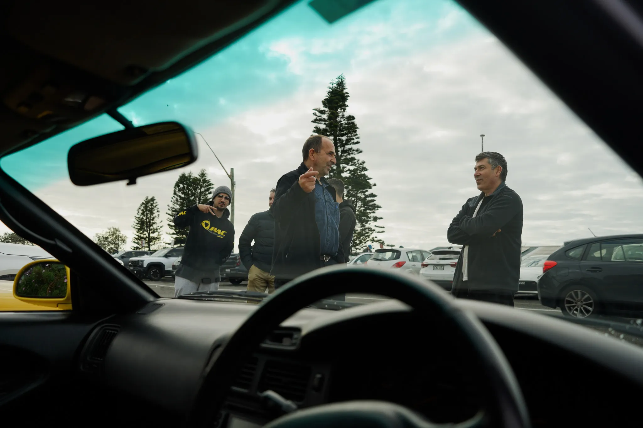 Talking in the car park